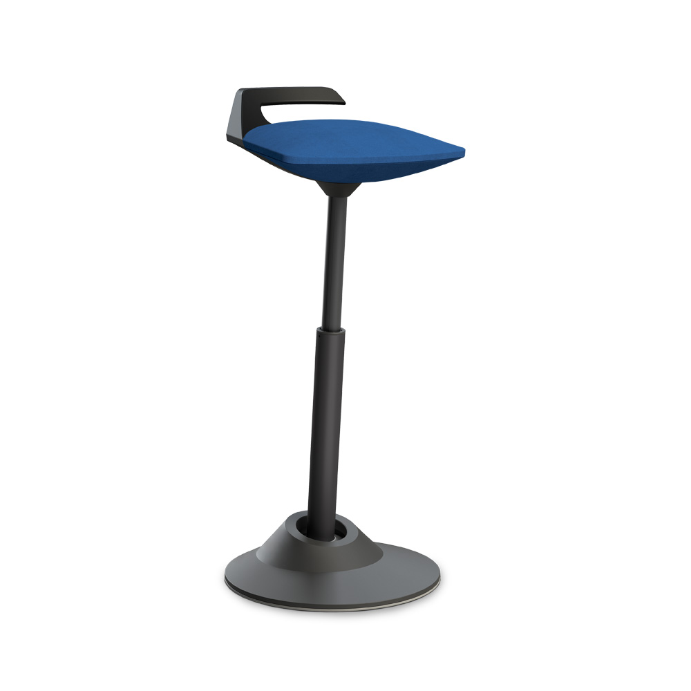 Aeris_Muvman_high_black_microfibre_blue_aktiivituoli_tasapainotuoli_nojailutuki_seisomatuki_kassatuoli_vastaanottotuoli_01 - Edella