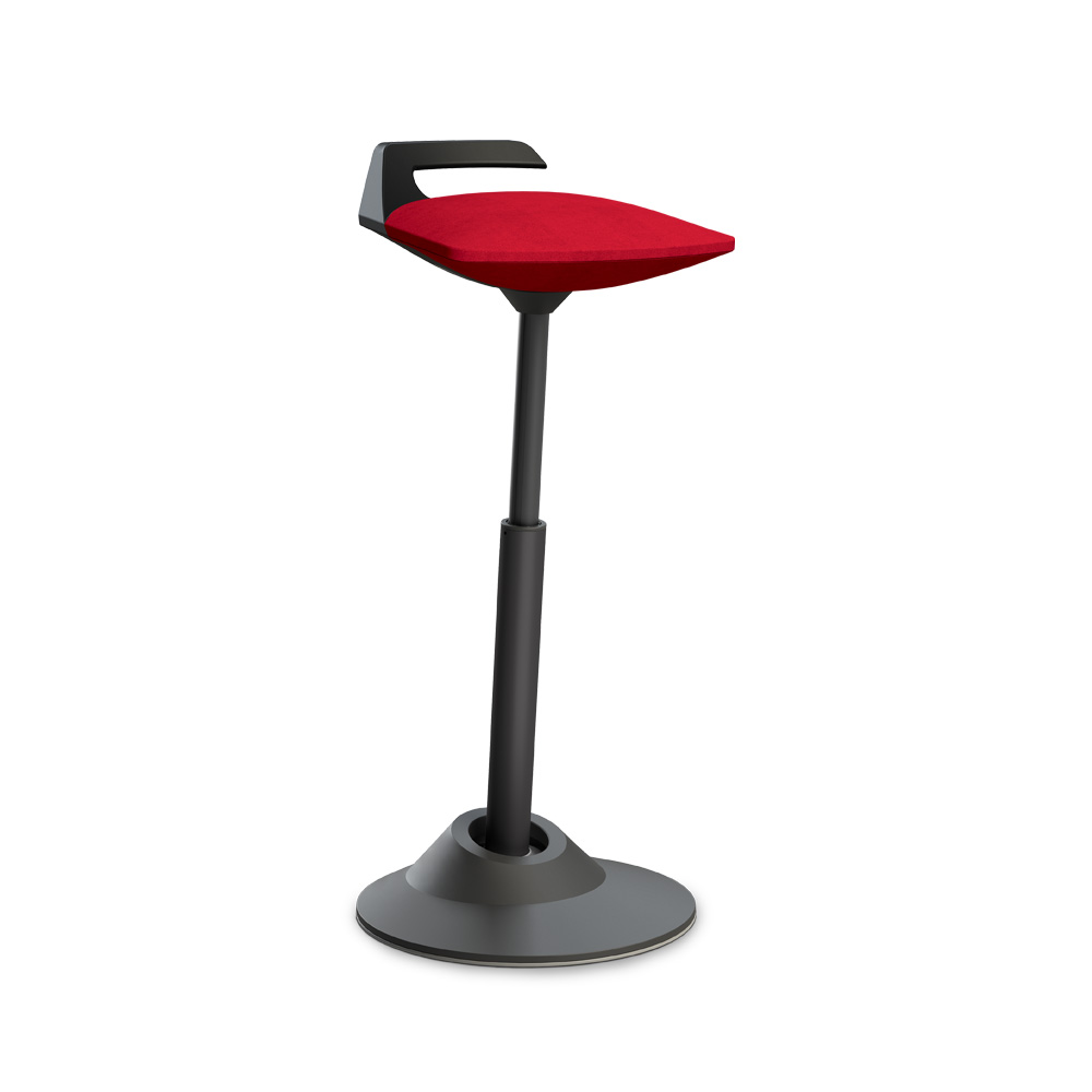 Aeris_Muvman_high_black_microfibre_red_aktiivituoli_tasapainotuoli_nojailutuki_seisomatuki_kassatuoli_vastaanottotuoli_01 - Edella