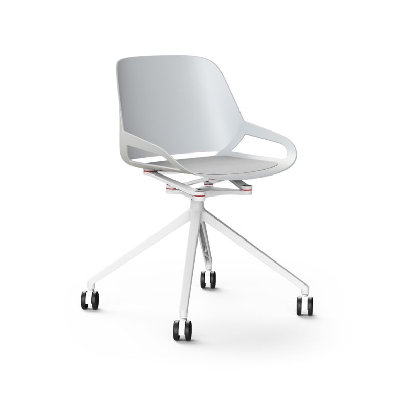 Aeris Numo valkoinen istuin valkoinen pehmuste valkoinen ristikkojalka pyörillä