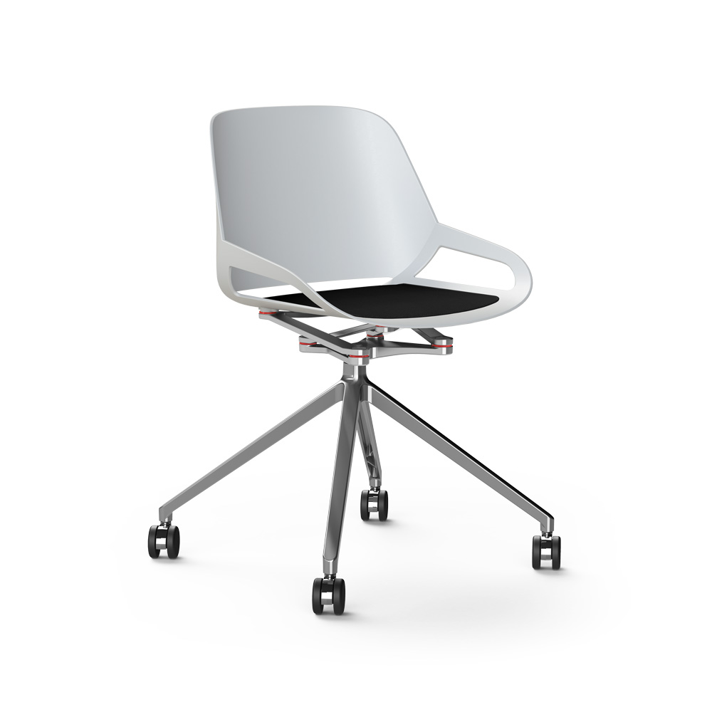 Aeris_Numo_ristikko_pyörät_valkoinen-kiillotettu_musta_istuinpehmuste_työtuoli_neuvottelutuoli_etätyötuoli - Edella