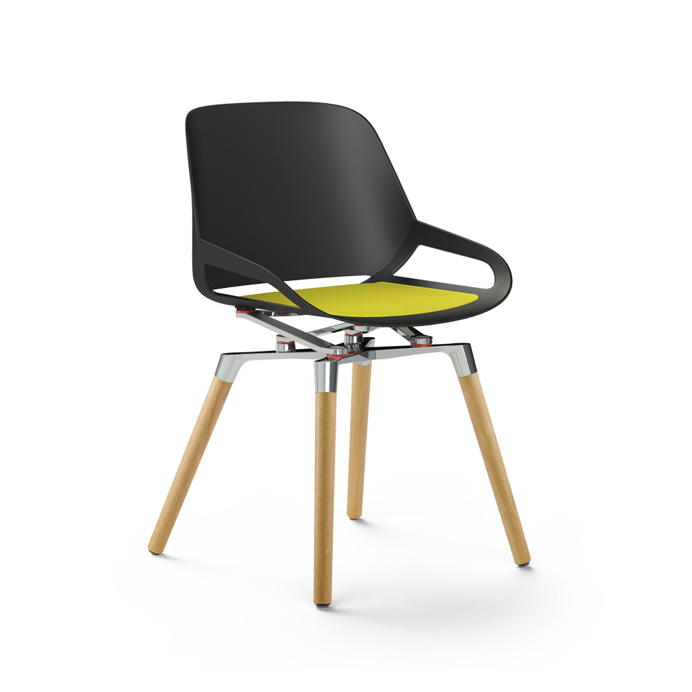 Aeris_Numo_tammijalat-kiillotettu_musta_keltainen_istuinpehmuste_ravintolatuoli_kahvilatuoli_neuvottelutuoli_asiakastuoli_ruokapöydän - Edella