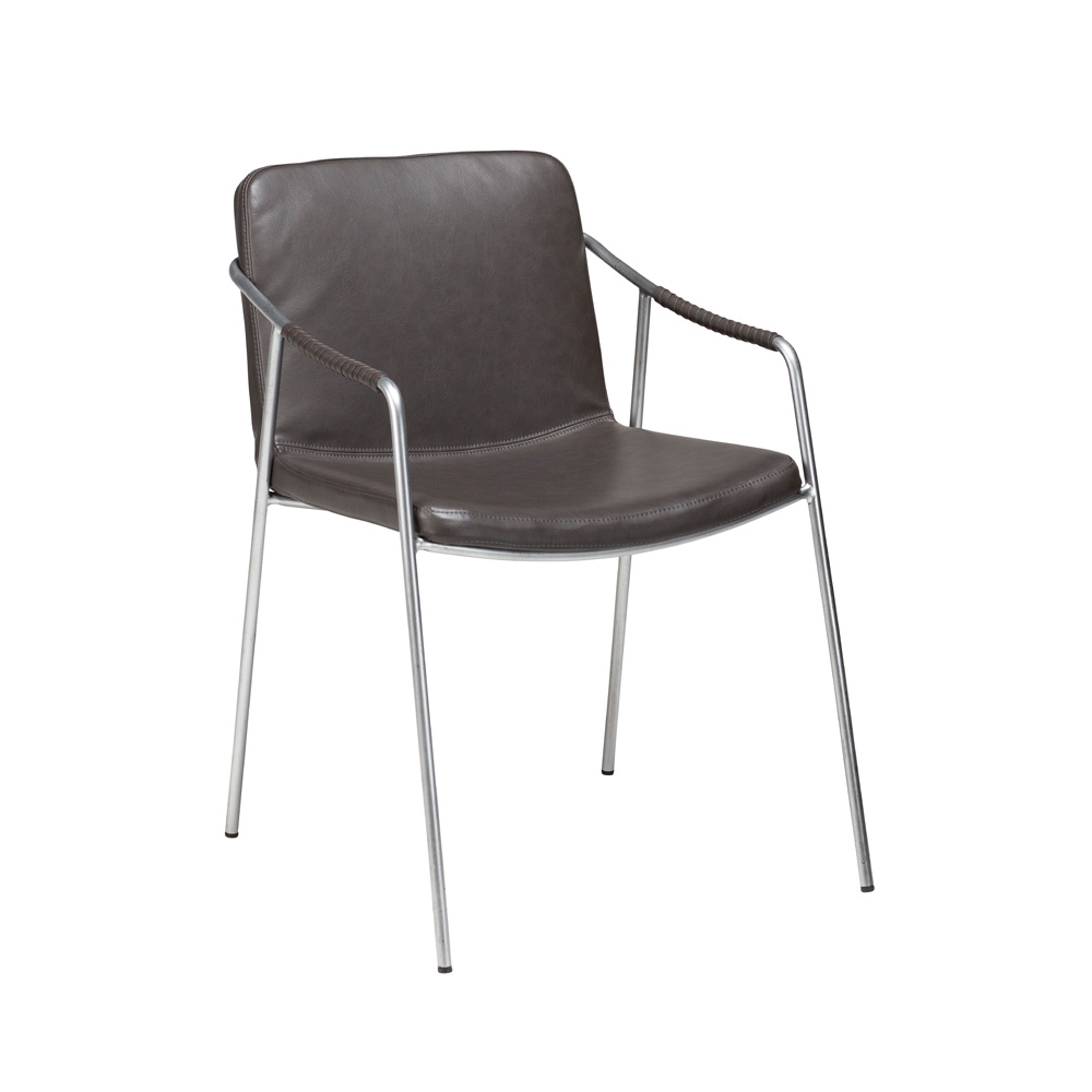 Danform_BOTO_CHAIR_TUOLI_KÄSINOJALLINEN_vintage_grey_art_leather_w_silver_legs_01 - Edella