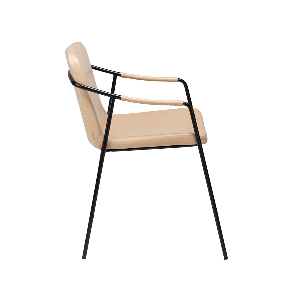 Danform_BOTO_CHAIR_TUOLI_KÄSINOJALLINEN_vintage_ivory_art_leather_w_black_legs_05 - Edella