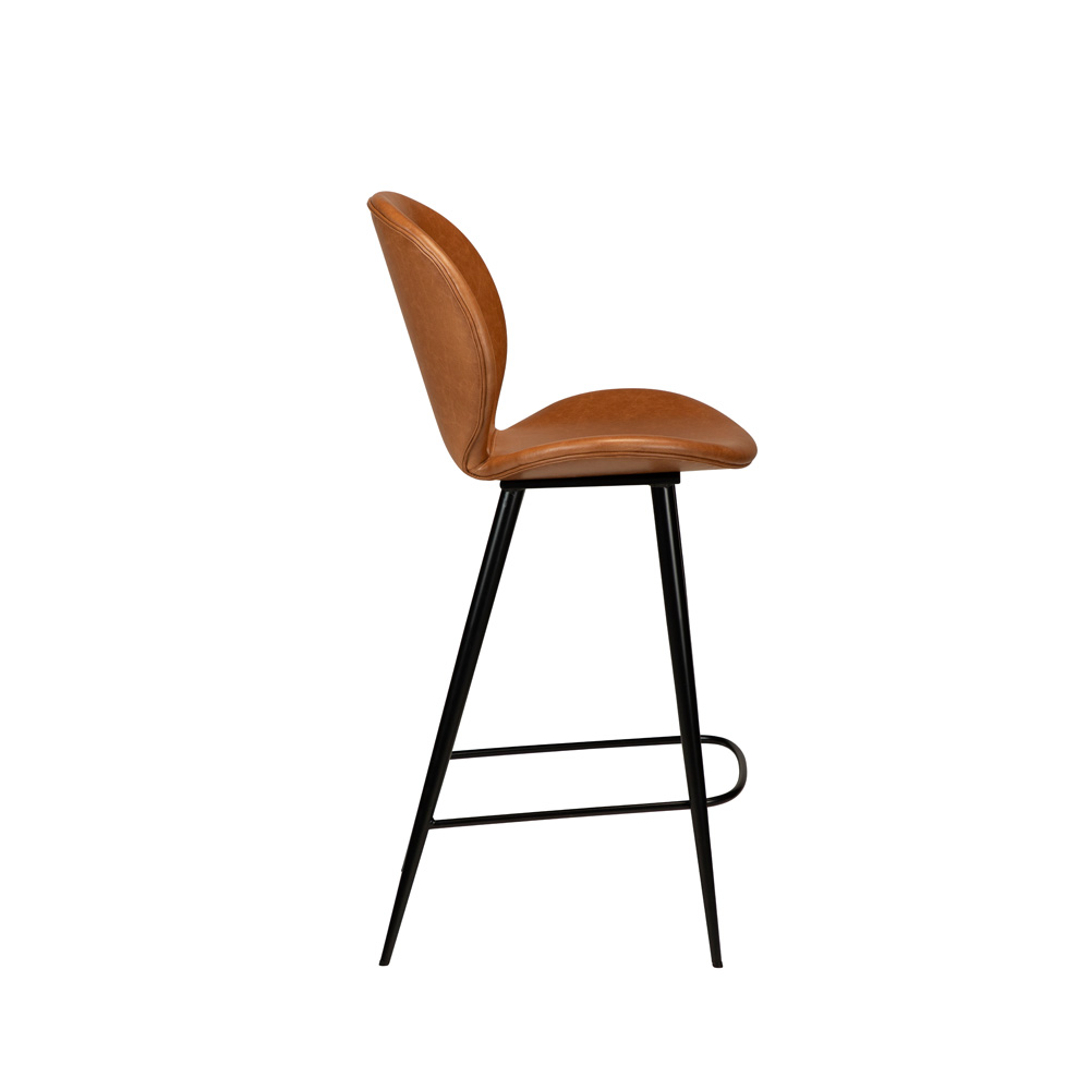 Danform_CLOUD_BAR_STOOL_Baarituoli_matala_vintage_light_brown_art_leather_w_black_metal_legs_05 - Edella