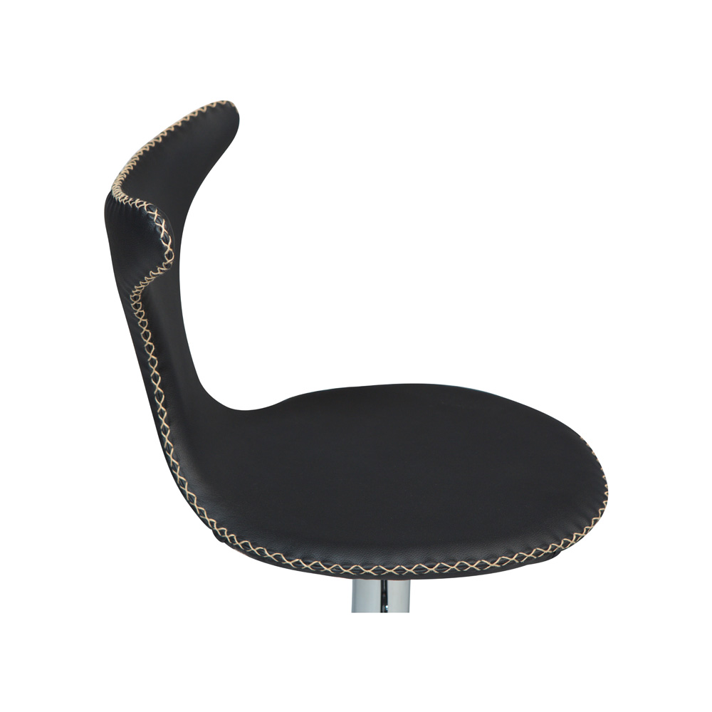 Danform_DOLPHIN_BAR_STOOL_Baarituoli_black_leather_w_round_polished_steel_base_laippajalka_04 - Edella
