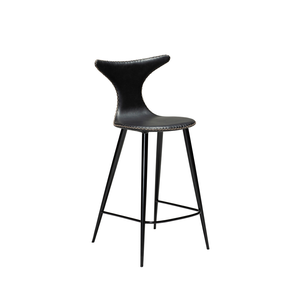 Danform_DOLPHIN_BAR_STOOL_Baarituoli_matala_vintage_black_art_leather_w_black_metal_legs_01 - Edella