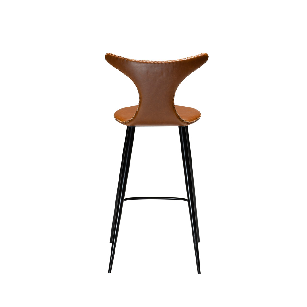 Danform_DOLPHIN_BAR_STOOL_Baarituoli_matala_vintage_light_brown_art_leather_w_black_metal_legs_02 - Edella