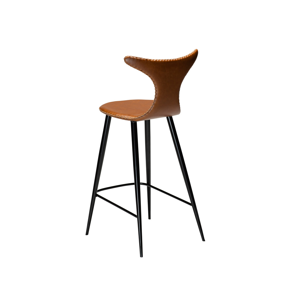 Danform_DOLPHIN_BAR_STOOL_Baarituoli_matala_vintage_light_brown_art_leather_w_black_metal_legs_03 - Edella