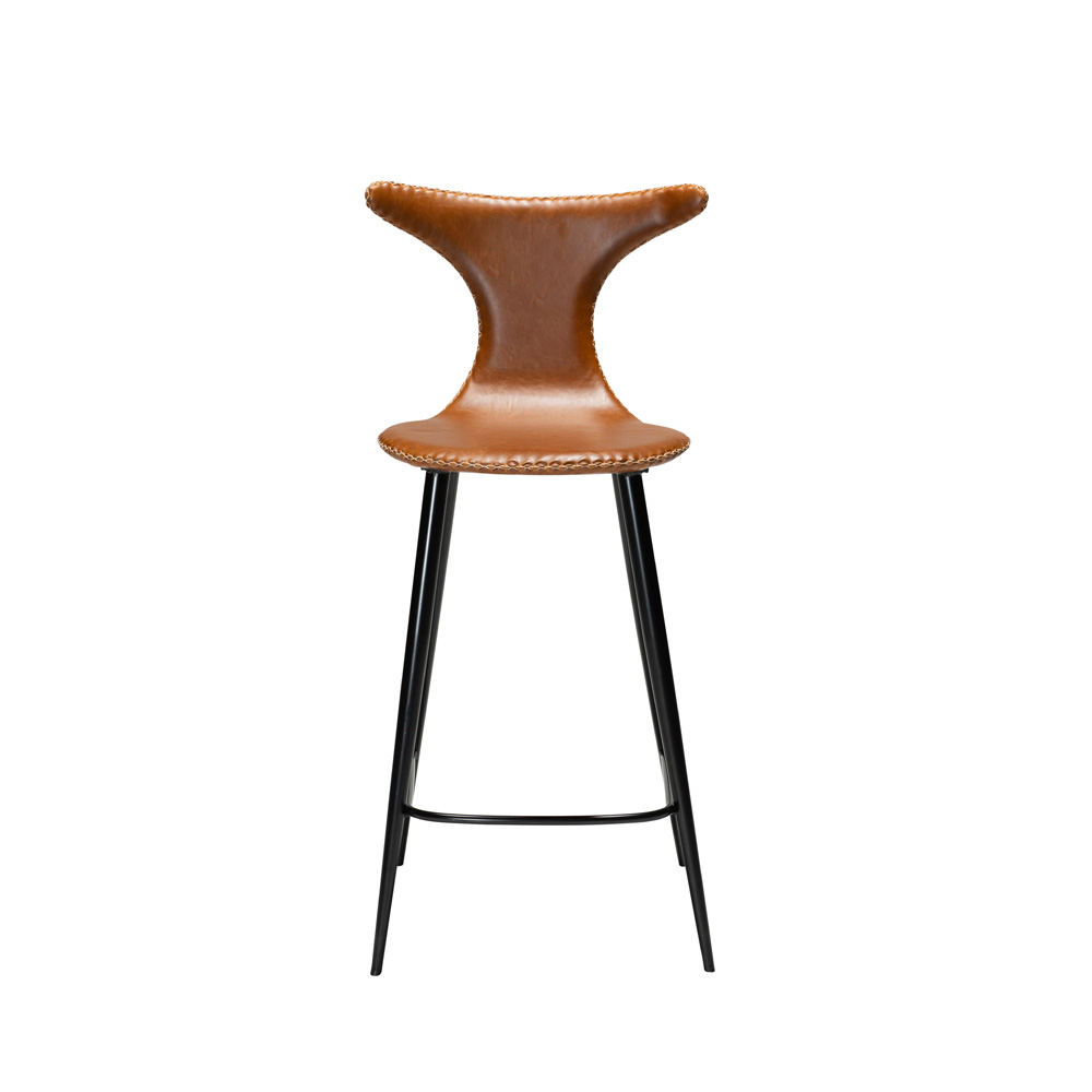Danform_DOLPHIN_BAR_STOOL_Baarituoli_matala_vintage_light_brown_art_leather_w_black_metal_legs_04 - Edella