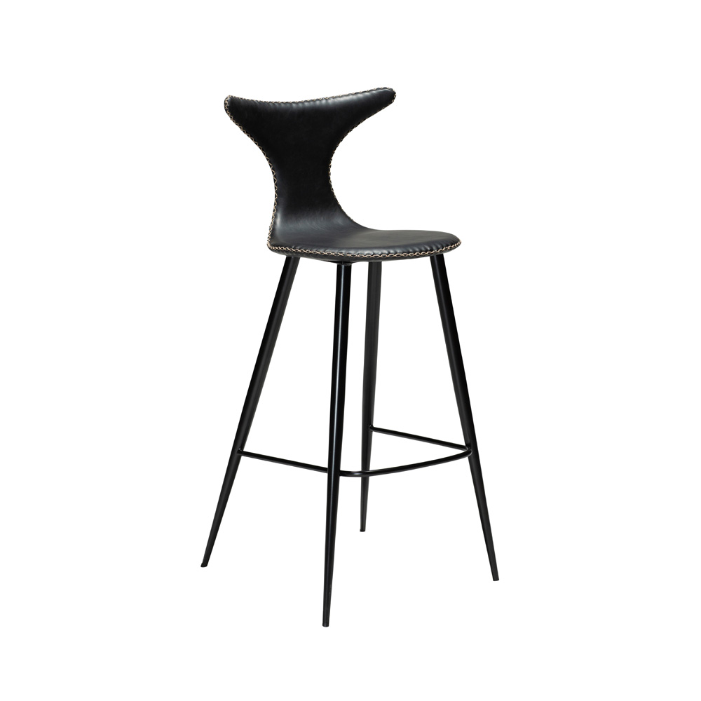 Danform_DOLPHIN_BAR_STOOL_Baarituoli_vintage_black_art_leather_w_black_metal_legs_01 - Edella