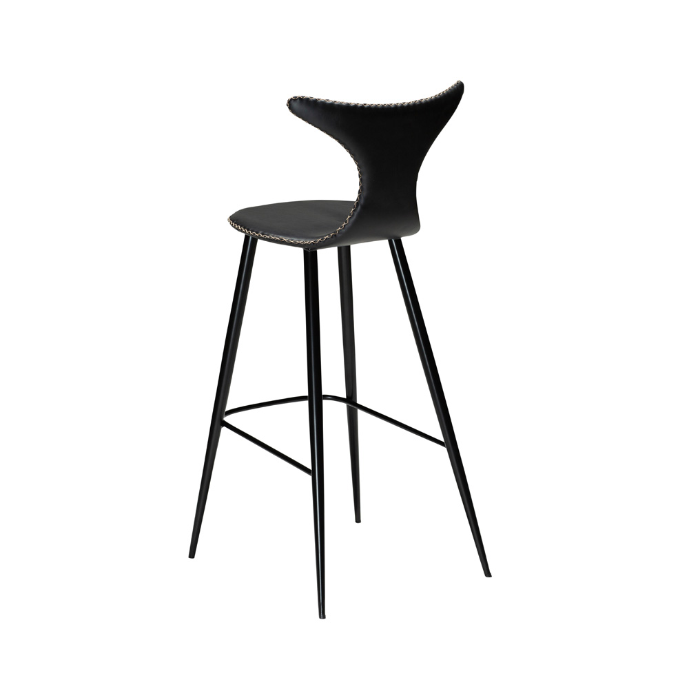Danform_DOLPHIN_BAR_STOOL_Baarituoli_vintage_black_art_leather_w_black_metal_legs_03 - Edella