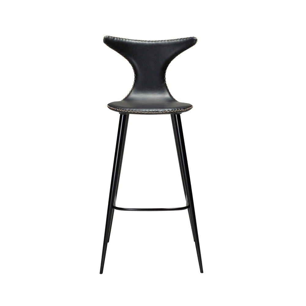 Danform_DOLPHIN_BAR_STOOL_Baarituoli_vintage_black_art_leather_w_black_metal_legs_04 - Edella