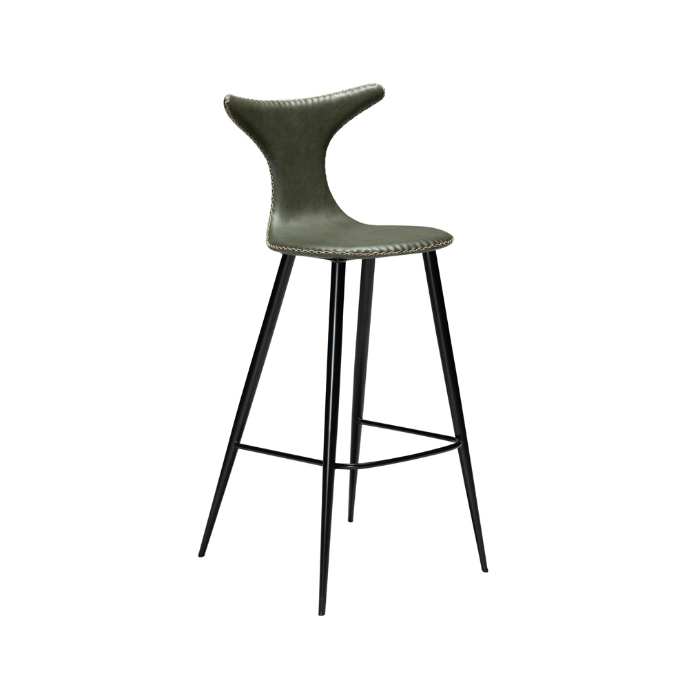Danform_DOLPHIN_BAR_STOOL_Baarituoli_vintage_green_art_leather_w_black_metal_legs_01 - Edella