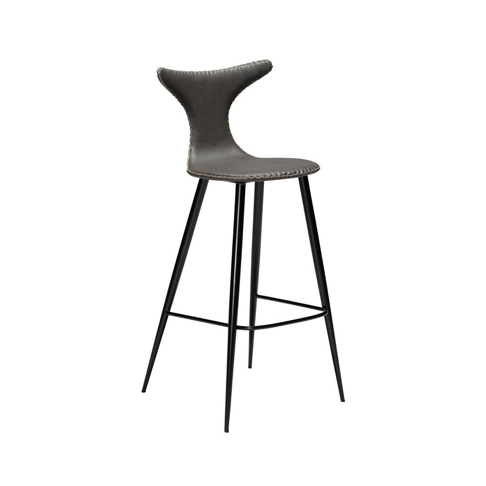 Danform_DOLPHIN_BAR_STOOL_Baarituoli_vintage_grey_art_leather_w_black_metal_legs_01 - Edella
