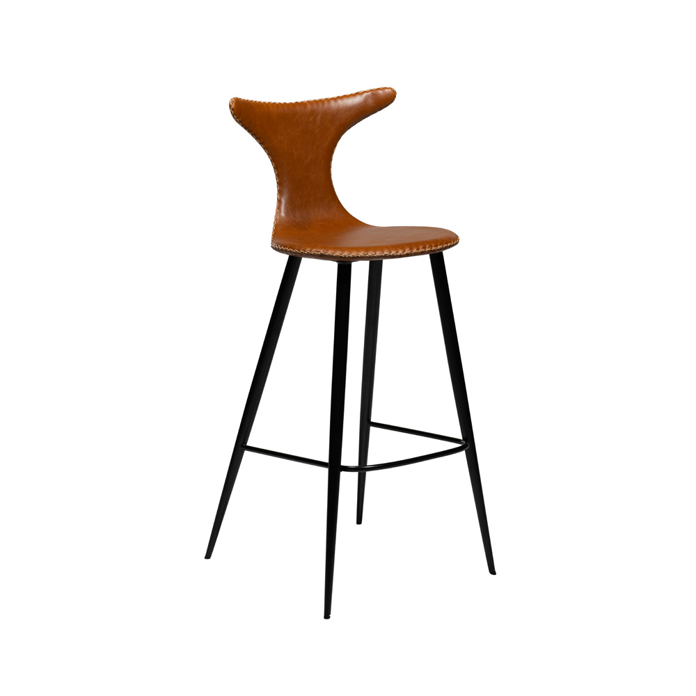 Danform_DOLPHIN_BAR_STOOL_Baarituoli_vintage_light_brown_art_leather_w_black_metal_legs_01 - Edella