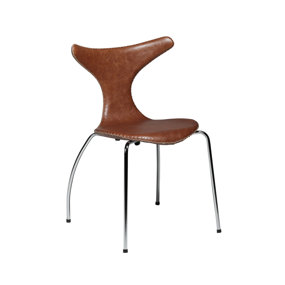 Danform_DOLPHIN_CHAIR_RAVINTOLATUOLI_light_brown_leather_w_chrome_legs_01 - Edella