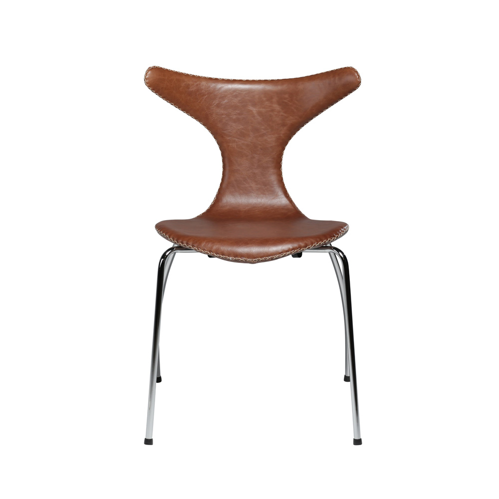 Danform_DOLPHIN_CHAIR_RAVINTOLATUOLI_light_brown_leather_w_chrome_legs_07 - Edella