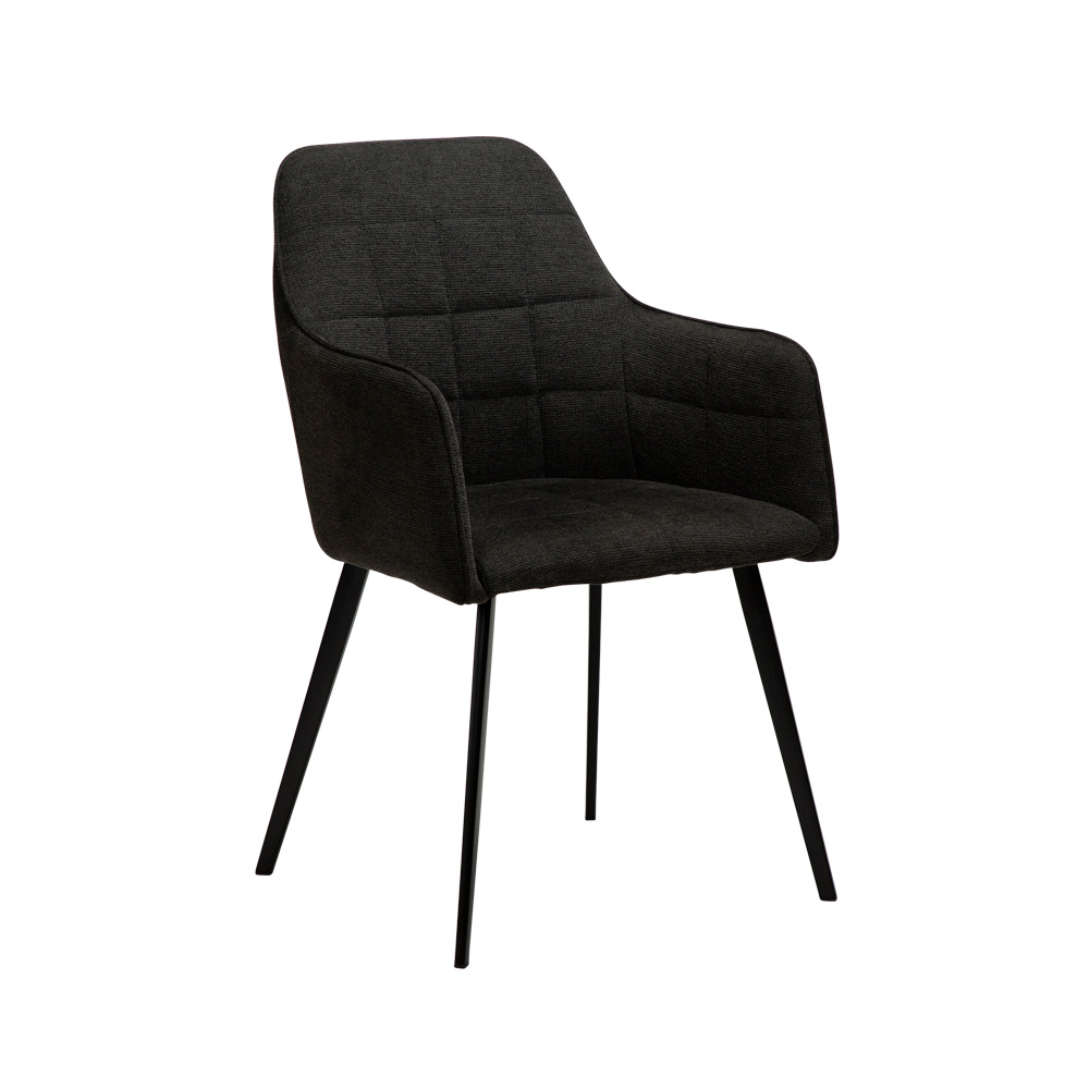 Danform_EMBRACE_ARMCHAIR_ravintolatuoli_kahvilatuoli_käsinojallinen_crow_black_fabric_kangas_mustilla_metallijaloilla_01 - Edella