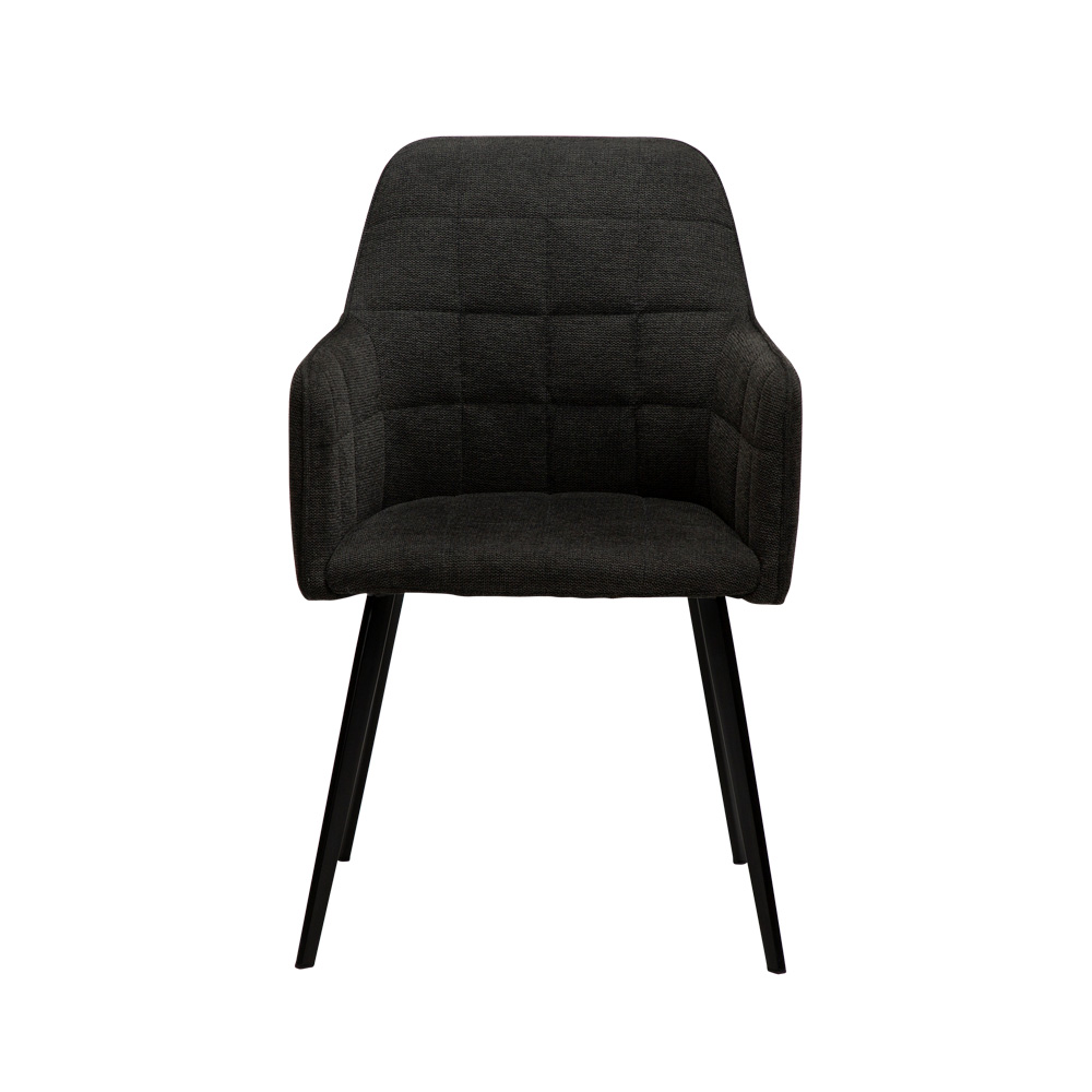 Danform_EMBRACE_ARMCHAIR_ravintolatuoli_kahvilatuoli_käsinojallinen_crow_black_fabric_kangas_mustilla_metallijaloilla_02 - Edella