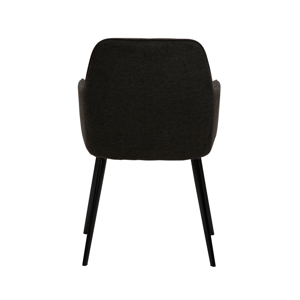 Danform_EMBRACE_ARMCHAIR_ravintolatuoli_kahvilatuoli_käsinojallinen_crow_black_fabric_kangas_mustilla_metallijaloilla_04 - Edella