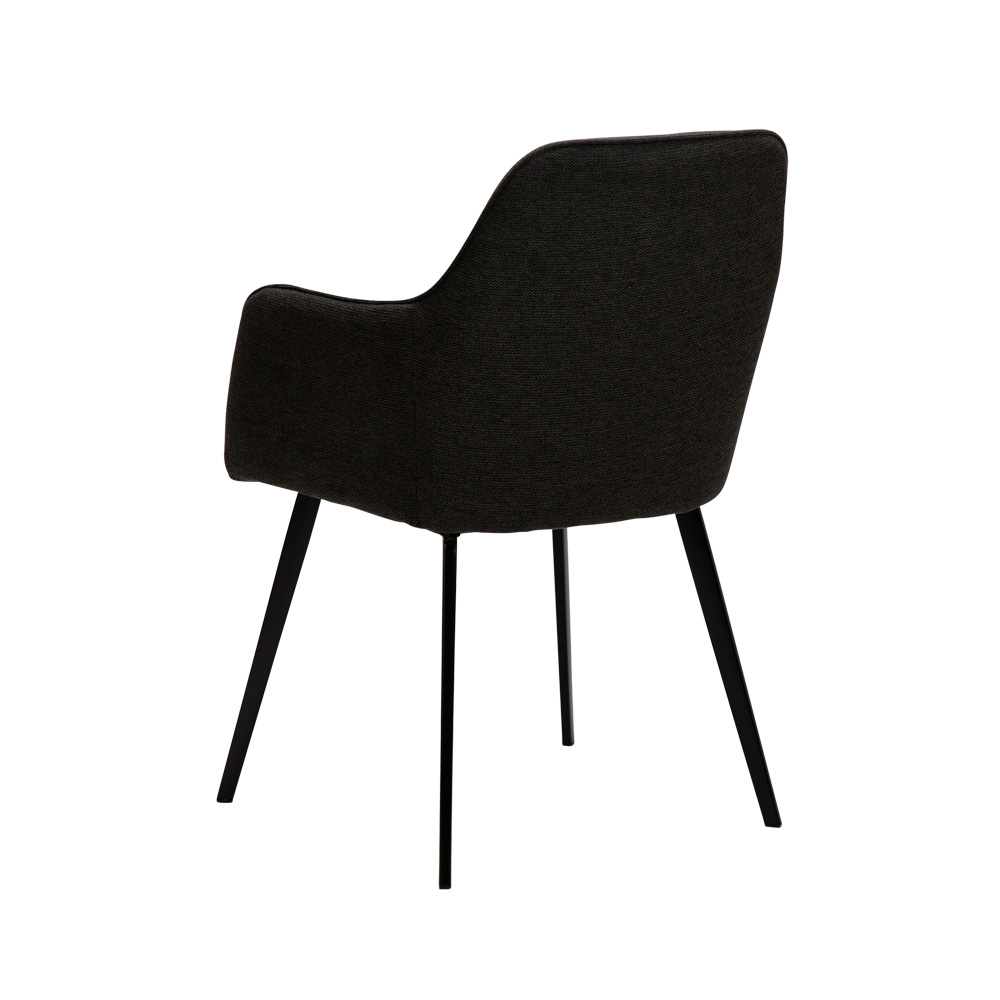 Danform_EMBRACE_ARMCHAIR_ravintolatuoli_kahvilatuoli_käsinojallinen_crow_black_fabric_kangas_mustilla_metallijaloilla_05 - Edella