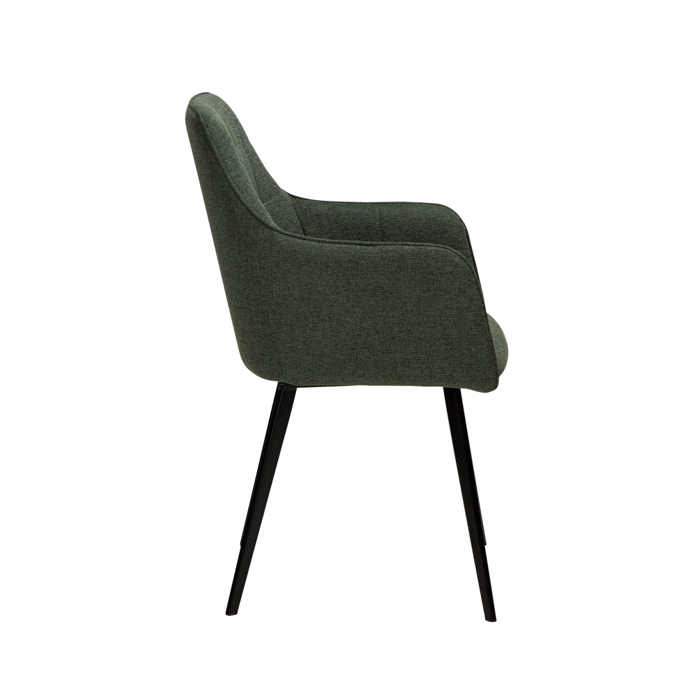 Danform_EMBRACE_ARMCHAIR_ravintolatuoli_kahvilatuoli_käsinojallinen_sage_green_fabric_kangas_mustilla_metallijaloilla_03 - Edella