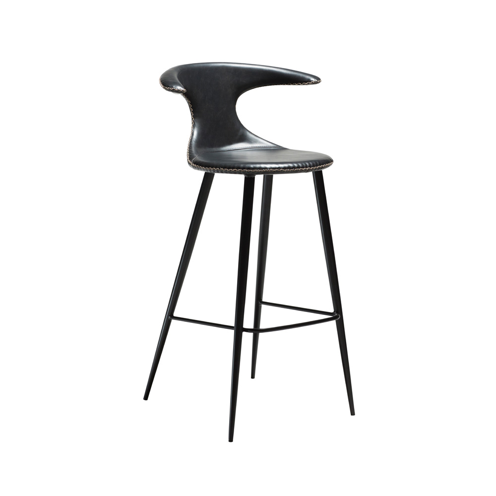 Danform_FLAIR_BAR_STOOL_baarituoli_black_art_leather_w_round_black_legs_01 - Edella