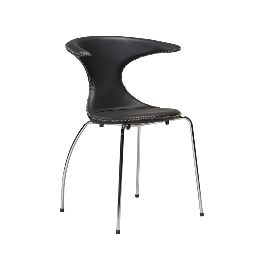 Danform_FLAIR_CHAIR_RAVINTOLATUOLI_KAHVILATUOLI_black_leather_w_chrome_legs_01 - Edella