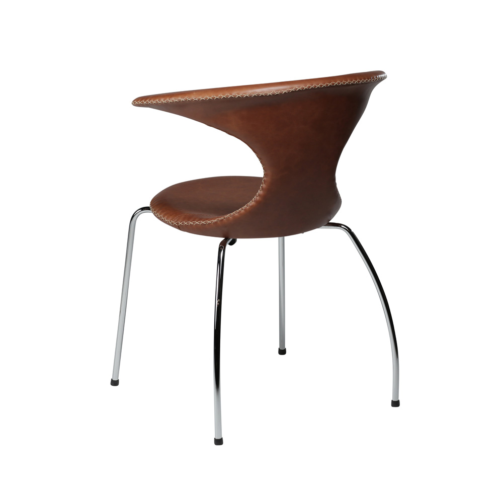 Danform_FLAIR_CHAIR_RAVINTOLATUOLI_KAHVILATUOLI_light_brown_leather_w_chrome_legs_03 - Edella