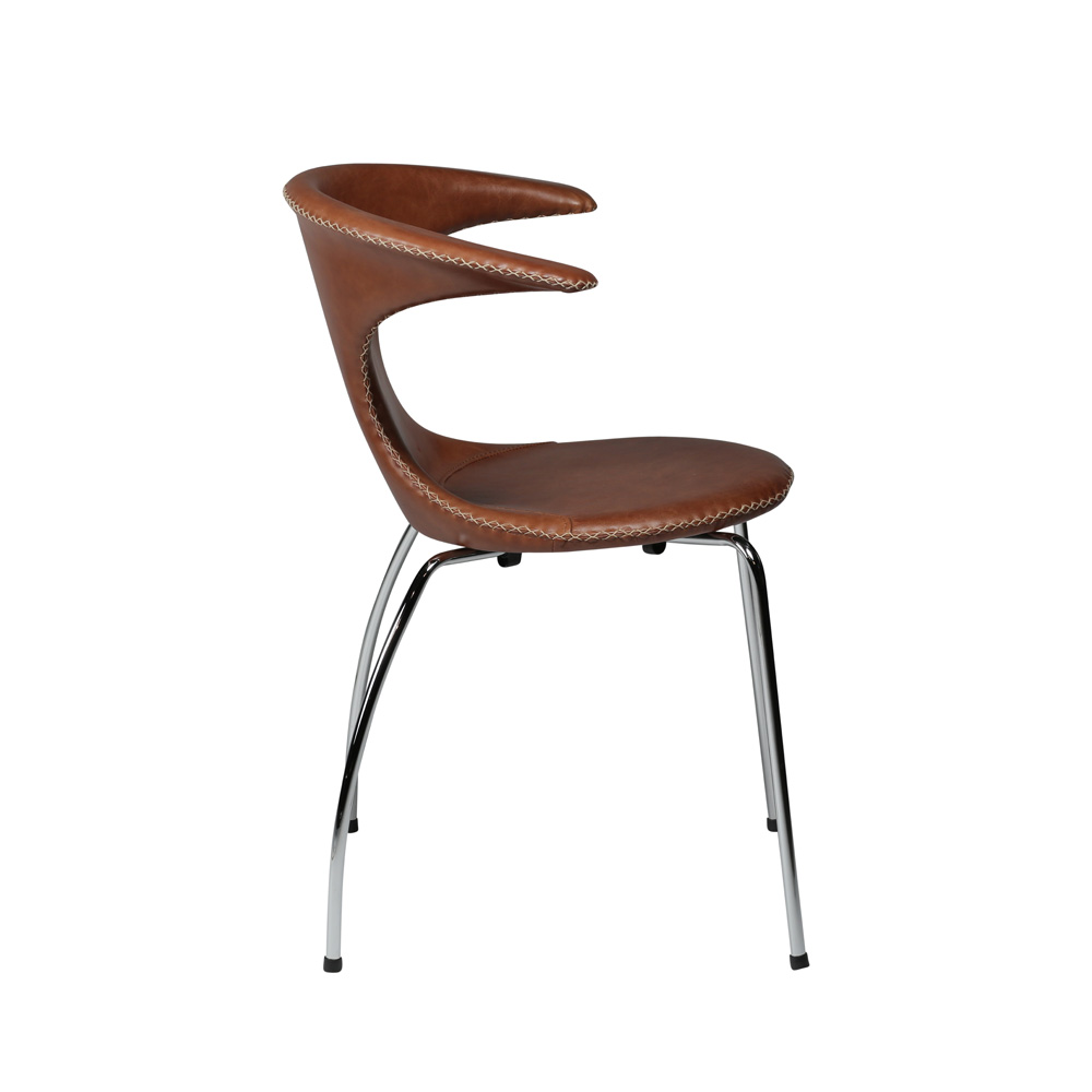 Danform_FLAIR_CHAIR_RAVINTOLATUOLI_KAHVILATUOLI_light_brown_leather_w_chrome_legs_05 - Edella