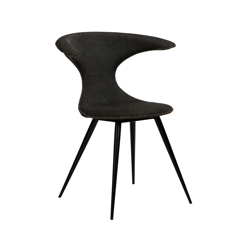 Danform_FLAIR_CHAIR_ravintolatuoli_kahvilatuoli_crow_black_fabric_kangas_mustilla_metallijaloilla_01 - Edella