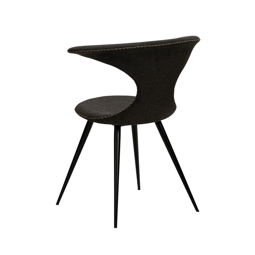 Danform_FLAIR_CHAIR_ravintolatuoli_kahvilatuoli_crow_black_fabric_kangas_mustilla_metallijaloilla_05 - Edella