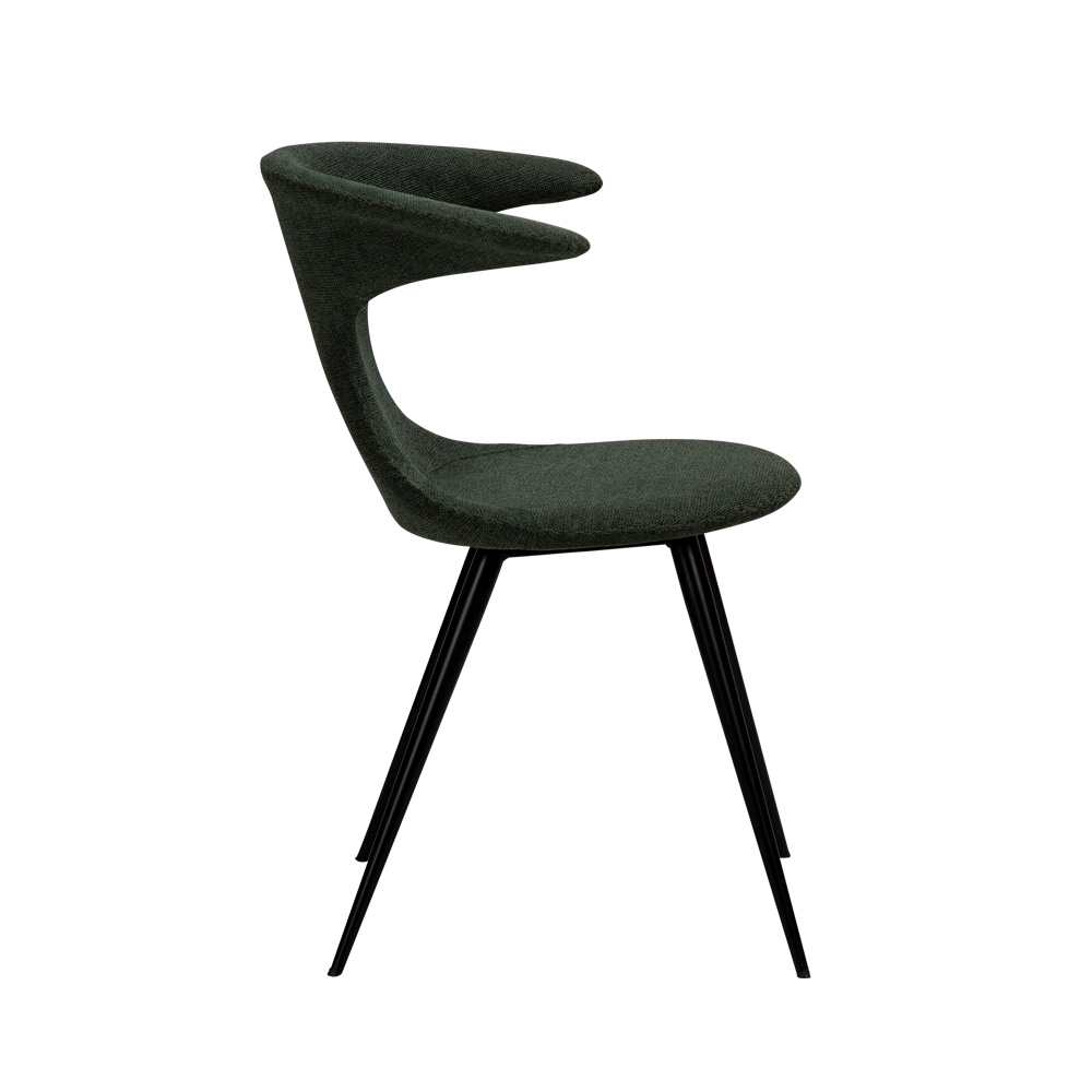 Danform_FLAIR_CHAIR_ravintolatuoli_kahvilatuoli_sage_green_fabric_kangas_mustilla_metallijaloilla_03 - Edella
