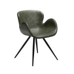 Danform Gaia tuoli vintage green käsinojallinen keinonahkatuoli mustilla jaloilla