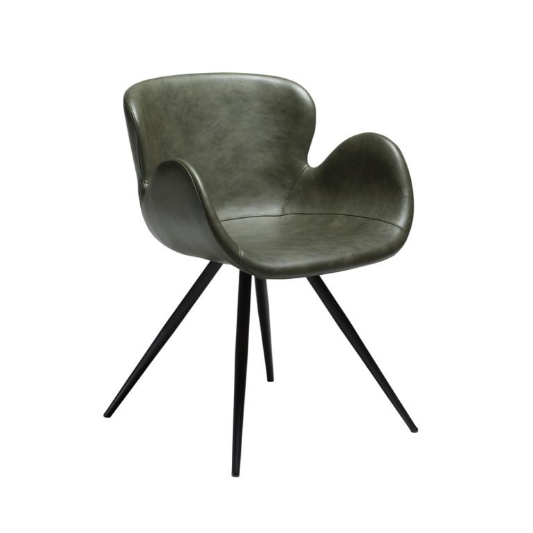 Danform Gaia tuoli vintage green käsinojallinen keinonahkatuoli mustilla jaloilla