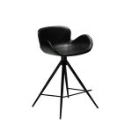 Danform Gaia matala baarituoli vintage black käsinojallinen keinonahkainen korkea musta tuoli mustilla jaloilla