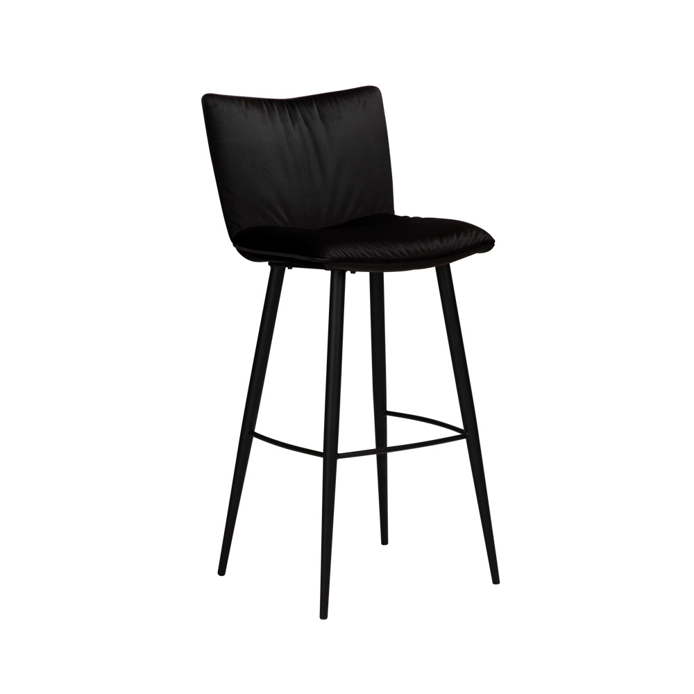 Danform_JOIN_Bar_Stool_korkea_baarituoli_kokoverhoiltu_sametti_meteorite_black_velvet_metallijalat_01 - Edella