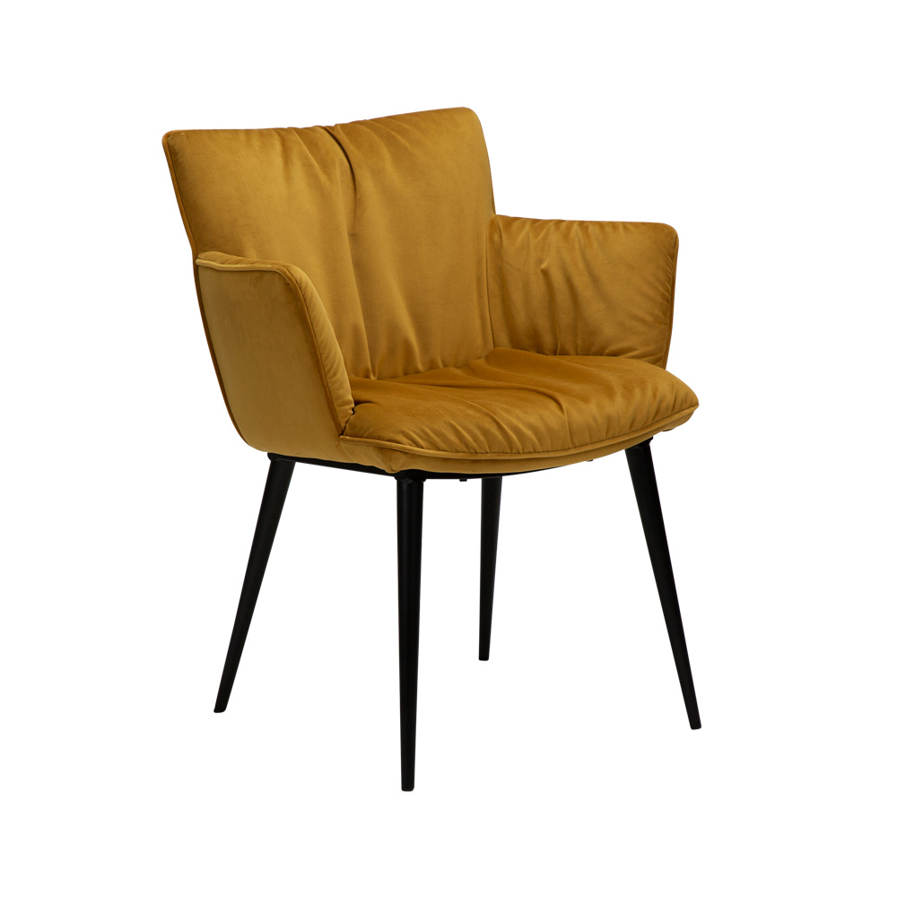 Danform_JOIN_armchair_ravintolatuoli_kahvilatuoli_kokoverhoiltu_bronze_velvet_käsinojallinen_metallijalat_01 - Edella