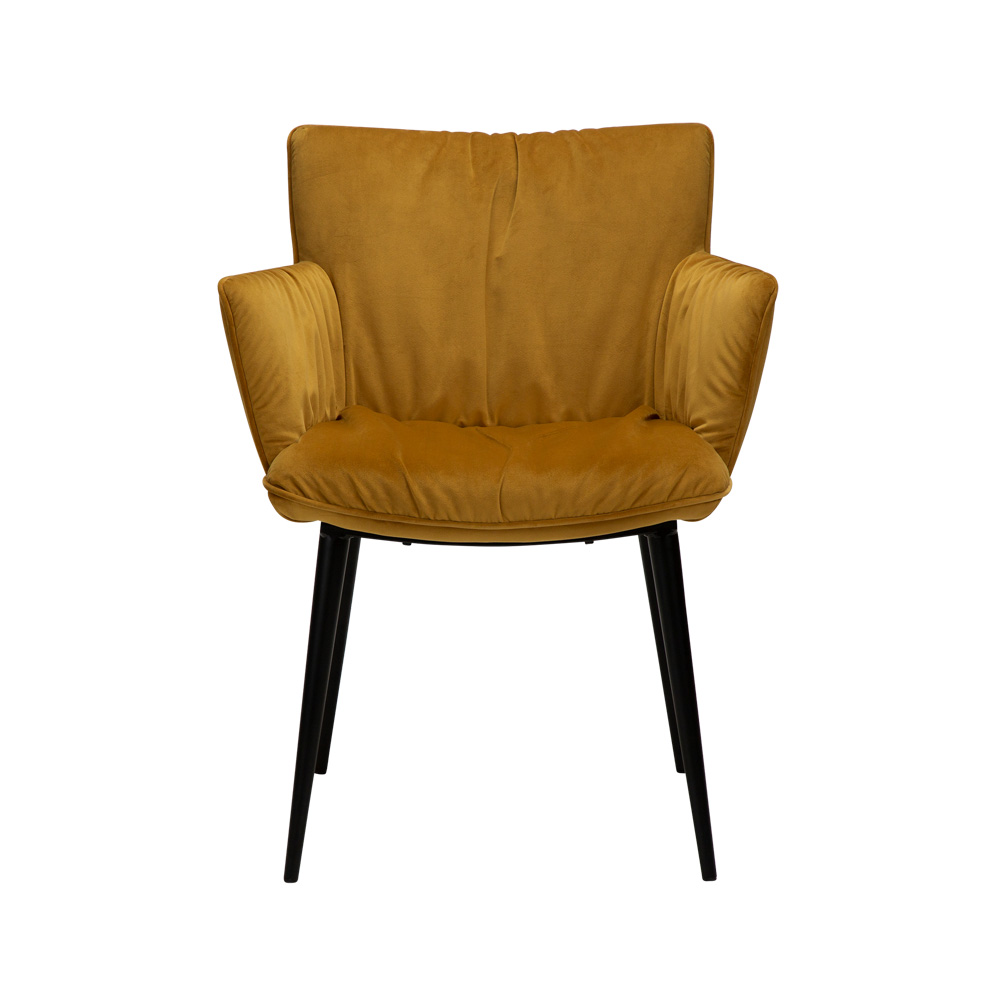 Danform_JOIN_armchair_ravintolatuoli_kahvilatuoli_kokoverhoiltu_bronze_velvet_käsinojallinen_metallijalat_02 - Edella