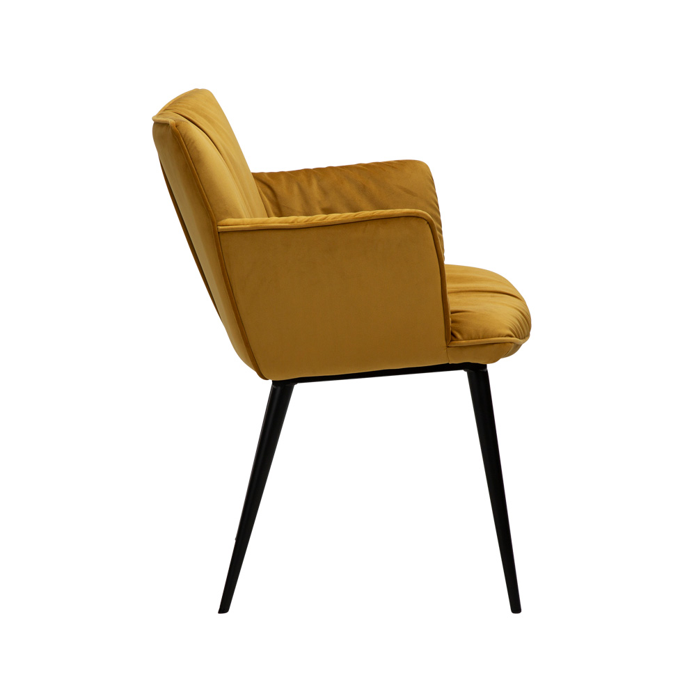 Danform_JOIN_armchair_ravintolatuoli_kahvilatuoli_kokoverhoiltu_bronze_velvet_käsinojallinen_metallijalat_03 - Edella