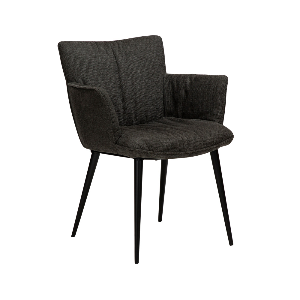 Danform_JOIN_armchair_ravintolatuoli_kahvilatuoli_kokoverhoiltu_kangas_crow_black_käsinojallinen_metallijalat_01 - Edella