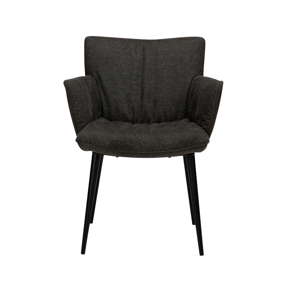 Danform_JOIN_armchair_ravintolatuoli_kahvilatuoli_kokoverhoiltu_kangas_crow_black_käsinojallinen_metallijalat_02 - Edella