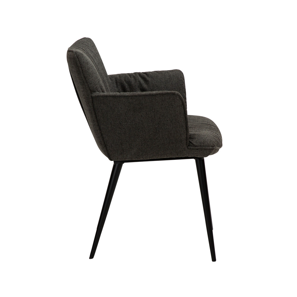 Danform_JOIN_armchair_ravintolatuoli_kahvilatuoli_kokoverhoiltu_kangas_crow_black_käsinojallinen_metallijalat_03 - Edella