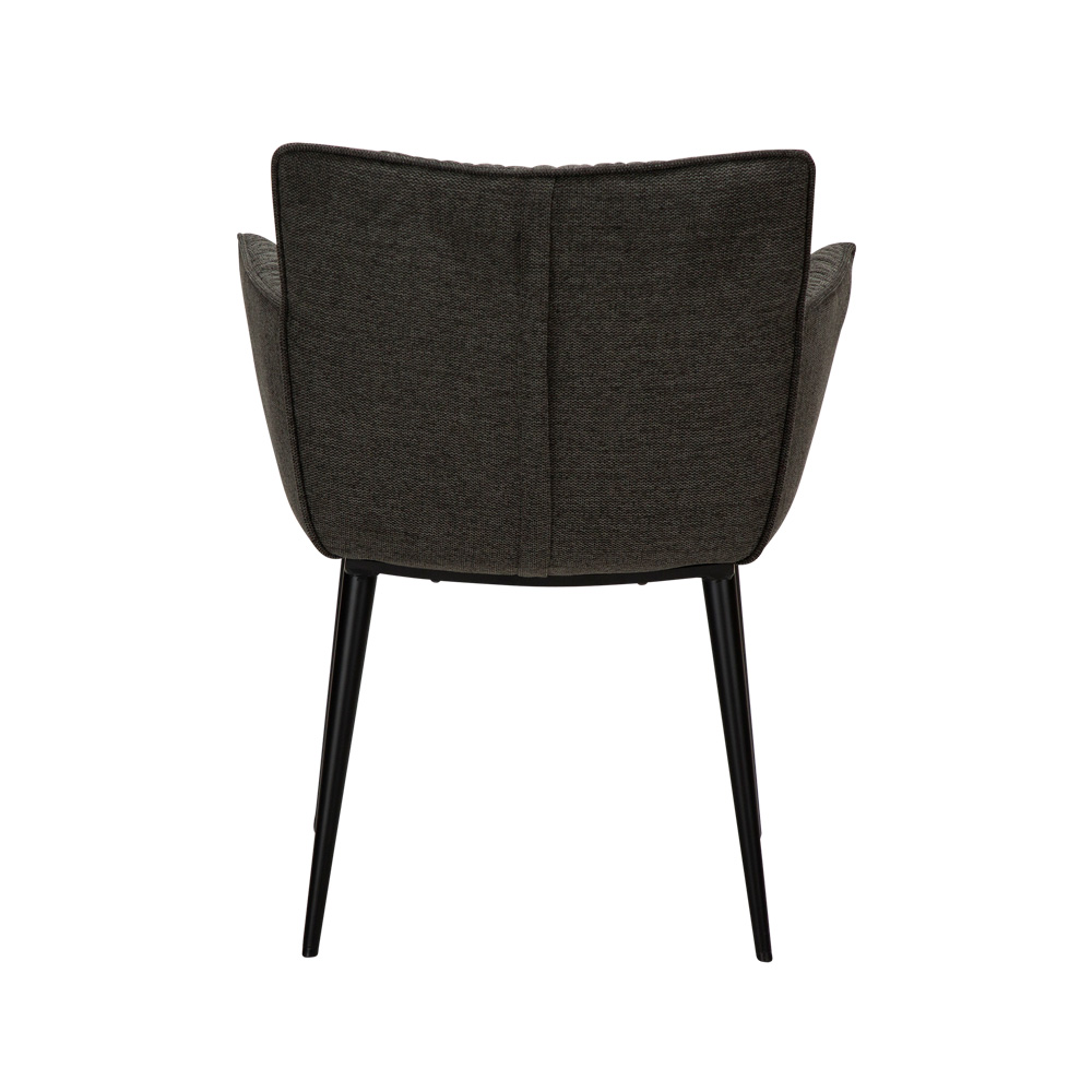 Danform_JOIN_armchair_ravintolatuoli_kahvilatuoli_kokoverhoiltu_kangas_crow_black_käsinojallinen_metallijalat_04 - Edella
