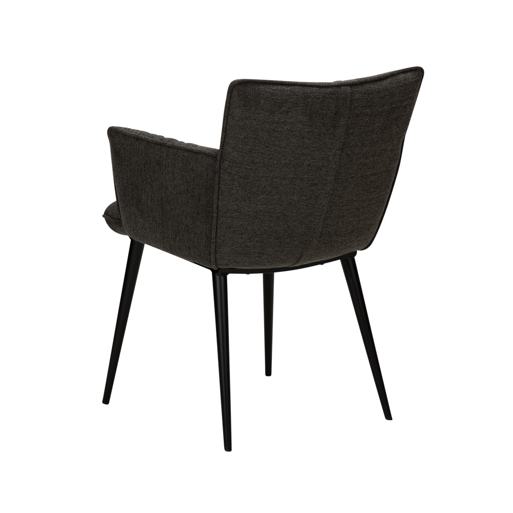Danform_JOIN_armchair_ravintolatuoli_kahvilatuoli_kokoverhoiltu_kangas_crow_black_käsinojallinen_metallijalat_05 - Edella