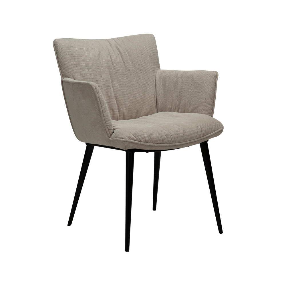 Danform_JOIN_armchair_ravintolatuoli_kahvilatuoli_kokoverhoiltu_kangas_desert_sand_käsinojallinen_metallijalat_01 - Edella