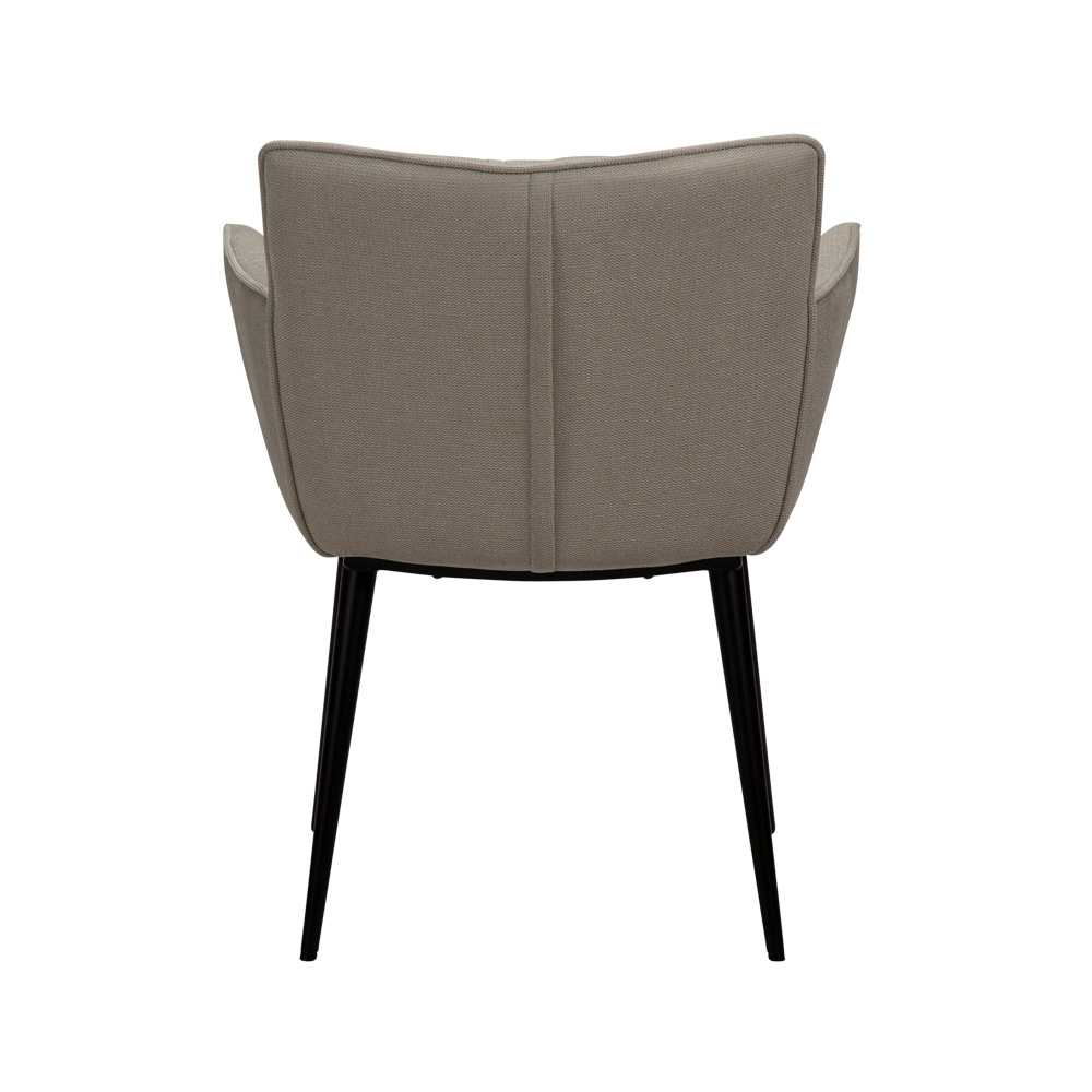 Danform_JOIN_armchair_ravintolatuoli_kahvilatuoli_kokoverhoiltu_kangas_desert_sand_käsinojallinen_metallijalat_04 - Edella