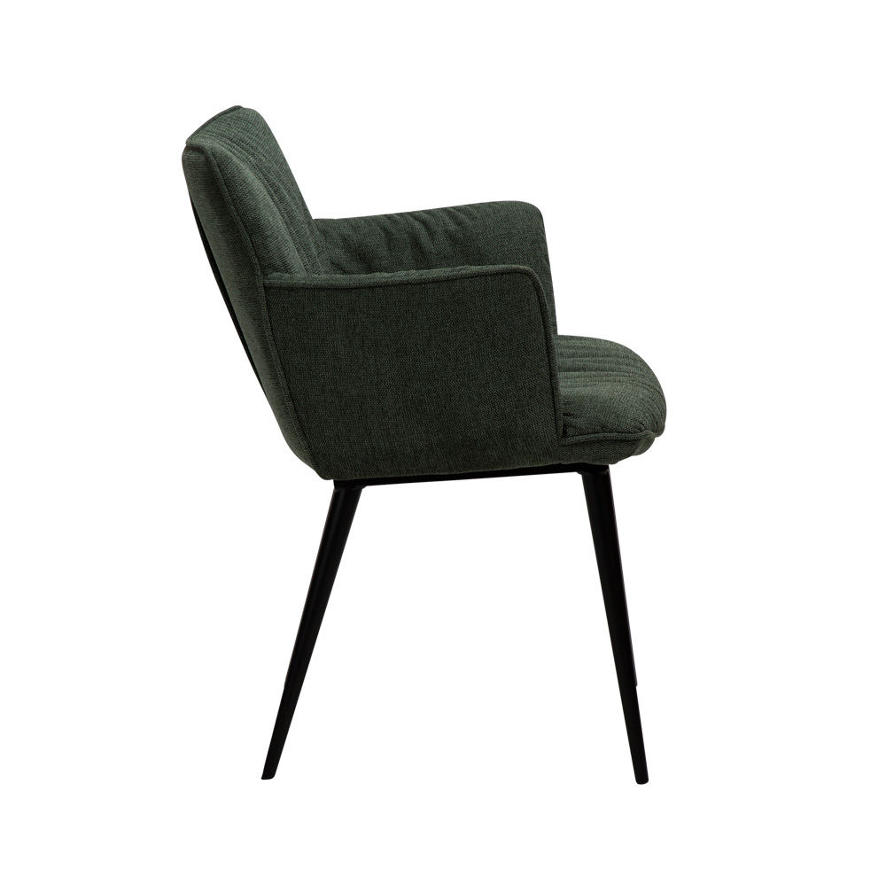 Danform_JOIN_armchair_ravintolatuoli_kahvilatuoli_kokoverhoiltu_kangas_sage_green_käsinojallinen_metallijalat_03 - Edella