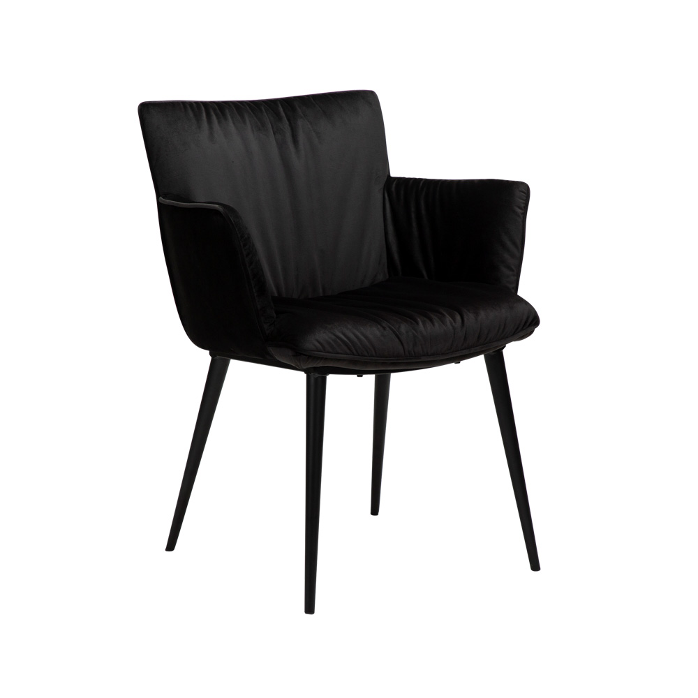 Danform_JOIN_armchair_ravintolatuoli_kahvilatuoli_kokoverhoiltu_meteorite_black_käsinojallinen_metallijalat_01 - Edella