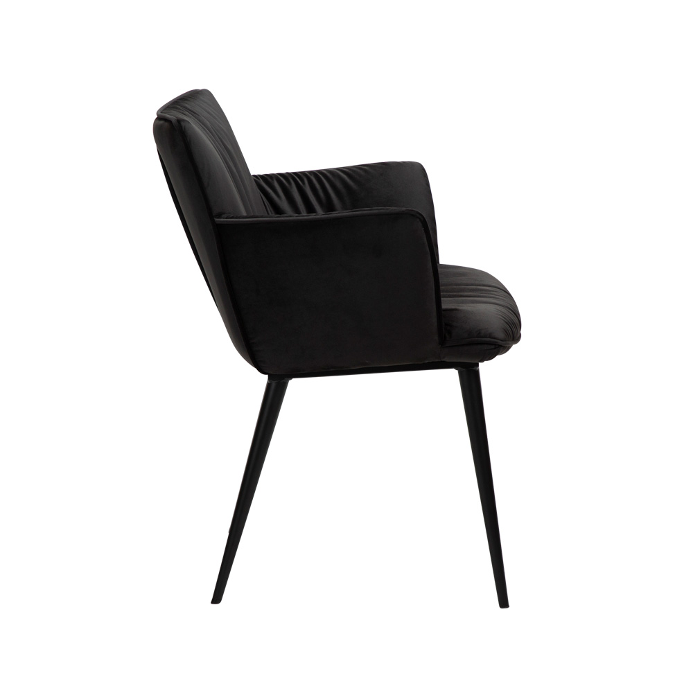 Danform_JOIN_armchair_ravintolatuoli_kahvilatuoli_kokoverhoiltu_meteorite_black_käsinojallinen_metallijalat_03 - Edella